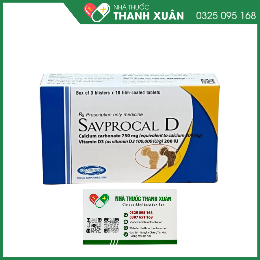 Savprocal D hỗ trợ điều trị đặc hiệu bệnh loãng xương